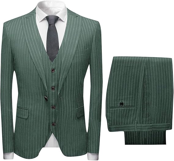 Amazon Co Jp Yzhen メンズスーツストライプワンボタン3個セットパーティータキシード 服 ファッション小物