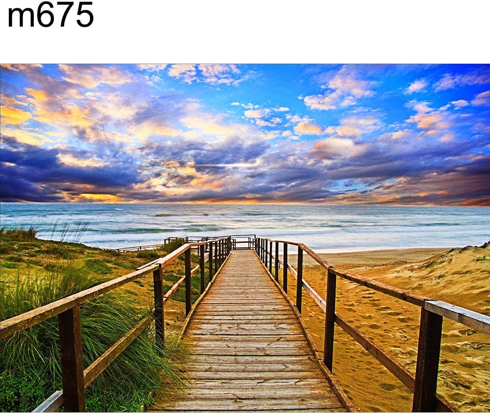 Kuizhiren1 Diamond Painting Kit Decoration,30x40cm Sea Beach Boat Path Scenery Cross Stitch DIY Full Round Diamond Painting - m675