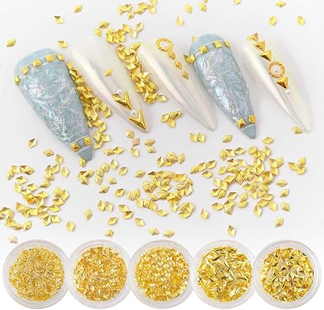 Amazon メーリンドス ネイルパーツスタッズメタルネイルデザインアクセサリーパーツ ゴールドネイルスタッズ５本セット 0個 本 専用ケース付け メーリンドス ブリオン 通販