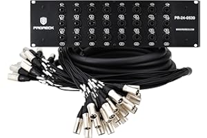 PRORECK Rack Mount TRS XLR Combo Splitter Snake Cable, Suitable for Live, Recording, Stage, Studio (5 Foot x 30 Foot - 24 Channel) PR-24-0530, 3U