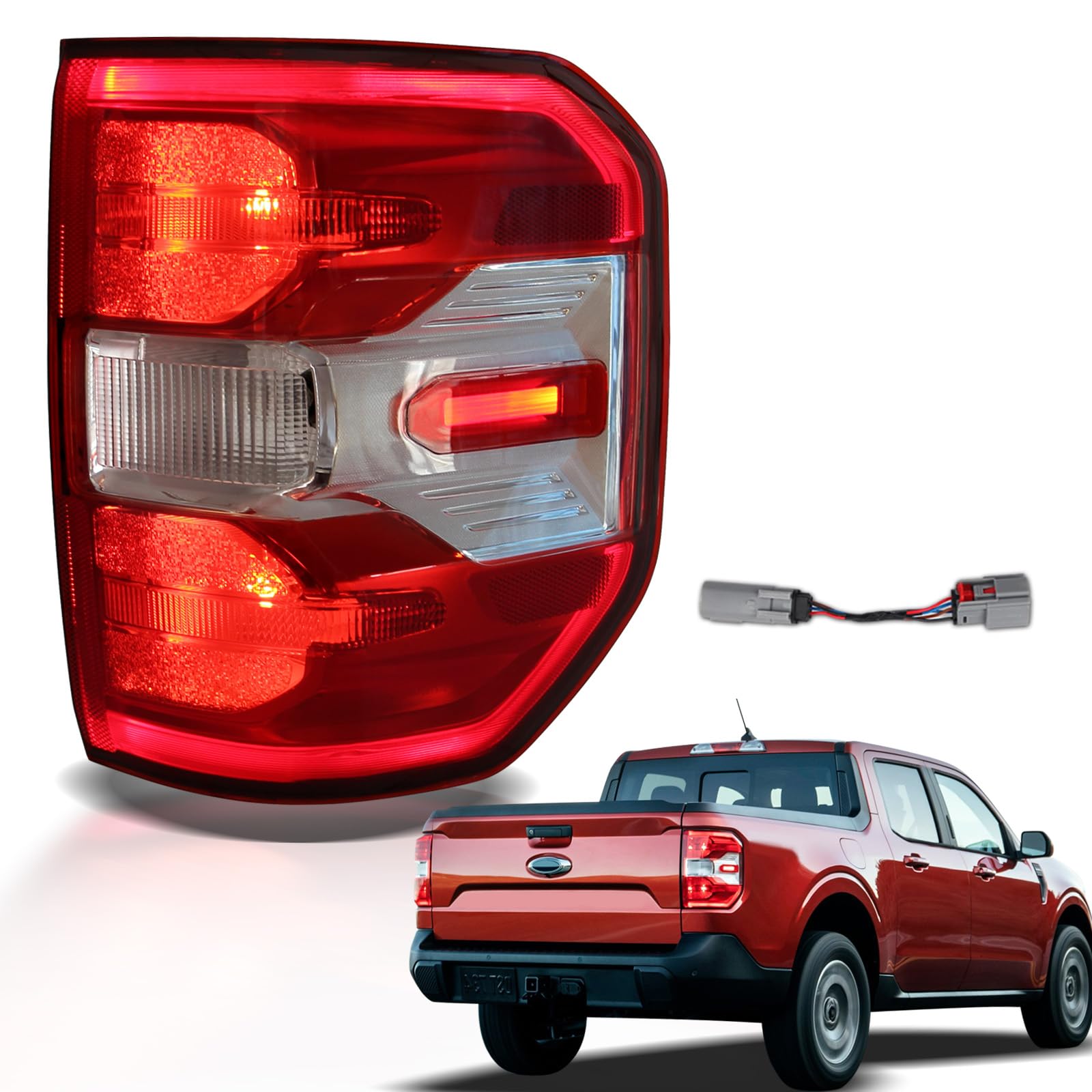 Photo 1 of LED Tail Lights Compatible with 2022 2023 2024 Ford Maverick Lariat Rear Brake Lamp Signal Assembly ?Taillights Replace NZ6Z13404B FO2801289 (LED Silver Maverick, Right Passenger Side)