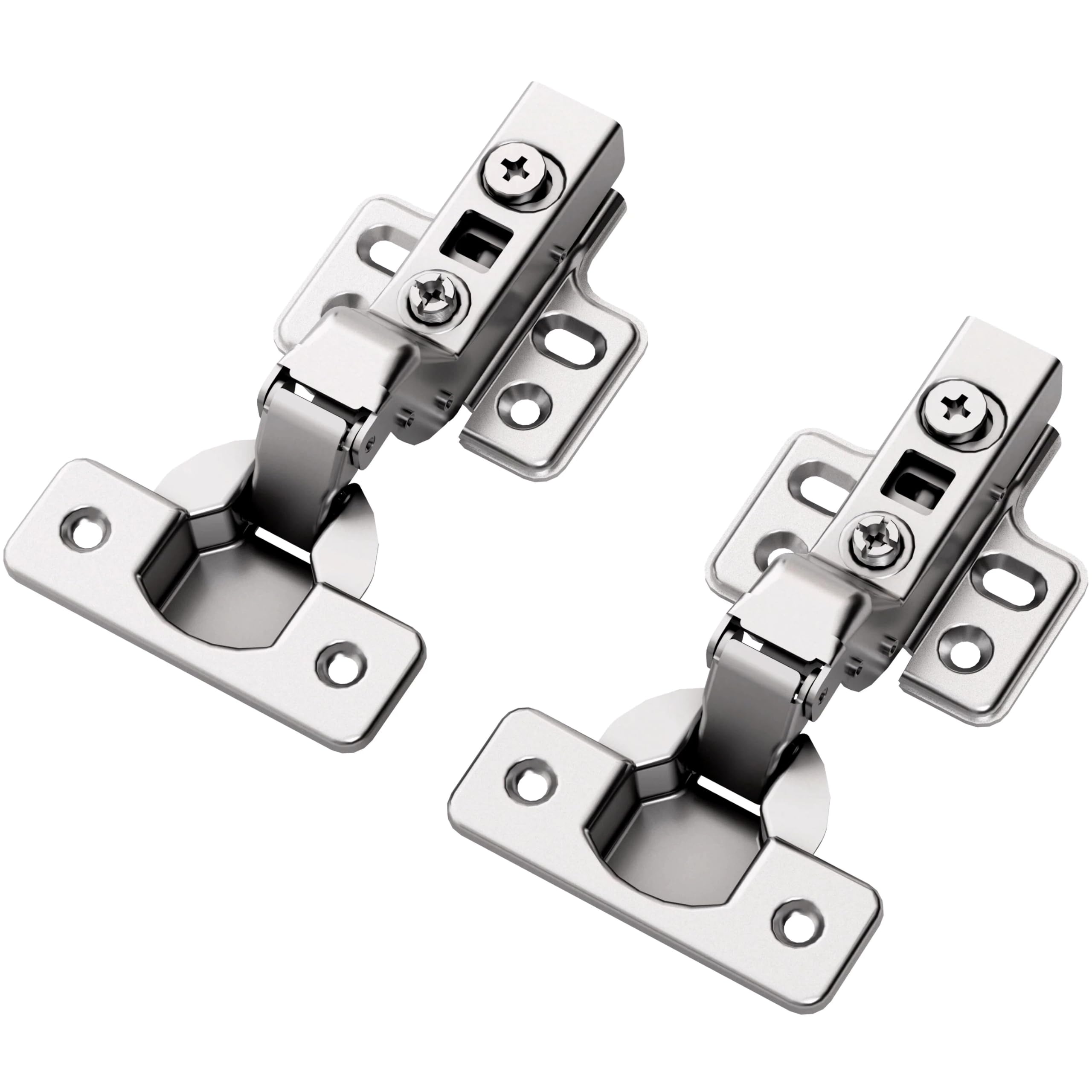 Luokim 20pcs Standard Cabinet Hinge,Fit for Frameless Cabinet,European Inset,Soft Closing,Four-Hole mounting Plate Hinges,Nickel Plated Finish