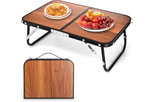 Nagpew Folding Camping Table, Mini Portable Beach Table with Carry Handle, Ultralight Compact Picnic Dining Low Table for Grill, Indoor Outdoor, Garden, Patio, BBQ, Party