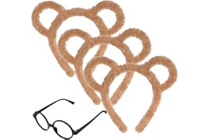 Yolyoo 3pcs Chipmunk Ears Headband Chipmunk Headband Accessory 1 Black Round Glasses Frame for Cosplay Animal Halloween Party