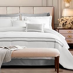 SHALALA White Comforter Set King, 8-Piece
