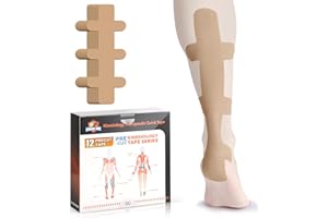 Kinesiology Tape for Achilles Tendon, KTQUICK 12 Count Achilles Tendon Tape Precut, Original Cotton Waterproof&Breathable, Enhance Elastic Kinesiology Athletic Tape for Achilles&Muscle Support(Beige)
