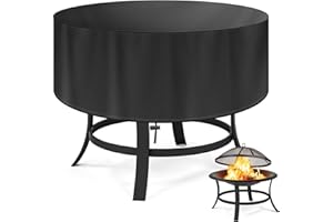 DUDSOEHO Fire Pit Cover Round Waterproof, 32"Dia * 13.7"H Durable Gas Outdoor Firepit Cover, Patio Fireplace Cover Wind/Fading/Dust/Sun Resistance for Camping and Outdoors, Black