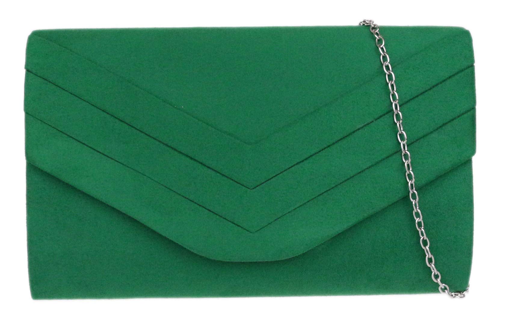 Girly Handbags Womens Plain Clutch Bag (Dark Green)