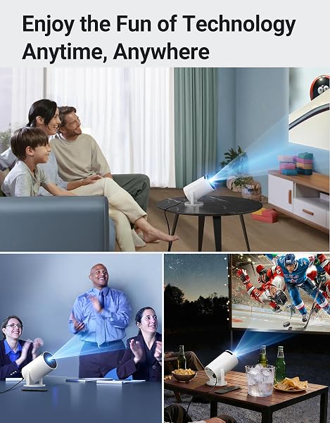 MINI PROJECTOR WITH WIFI 6 AND BLUETOOTH 5.2, BUILT-IN APP SMART PORTABLE PROJECTOR SUPPORT 4K&1080P FHD, 180° ROTATABLE, AUTOKEYSTONE, ANDROID 11, COMPATIBLE WITH HDM/USB/TV STICK/PHONE/LAPTOP