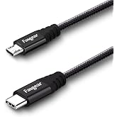 Fasgear USB C to Micro USB Cable, Black, 1ft | Nylon Braided Type C to Micro USB Cord Compatible with Galaxy S7/S6, HTC One/10 and More