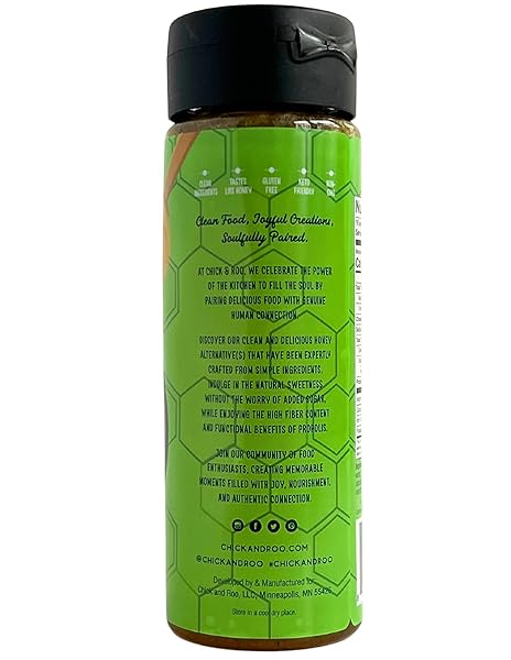 CHICK & ROO ZERO SUGAR HONEY SUBSTITUTE – CLASSIC FLAVOR: NATURALLY ENRICHED WITH HONEY & PROPOLIS, SUGAR FREE, PREBIOTIC FIBER, LOW CARB, NON-GMO, GLUTEN-FREE, (1 BOTTLE, 10.5 FL OZ) (JALAPEÑO)