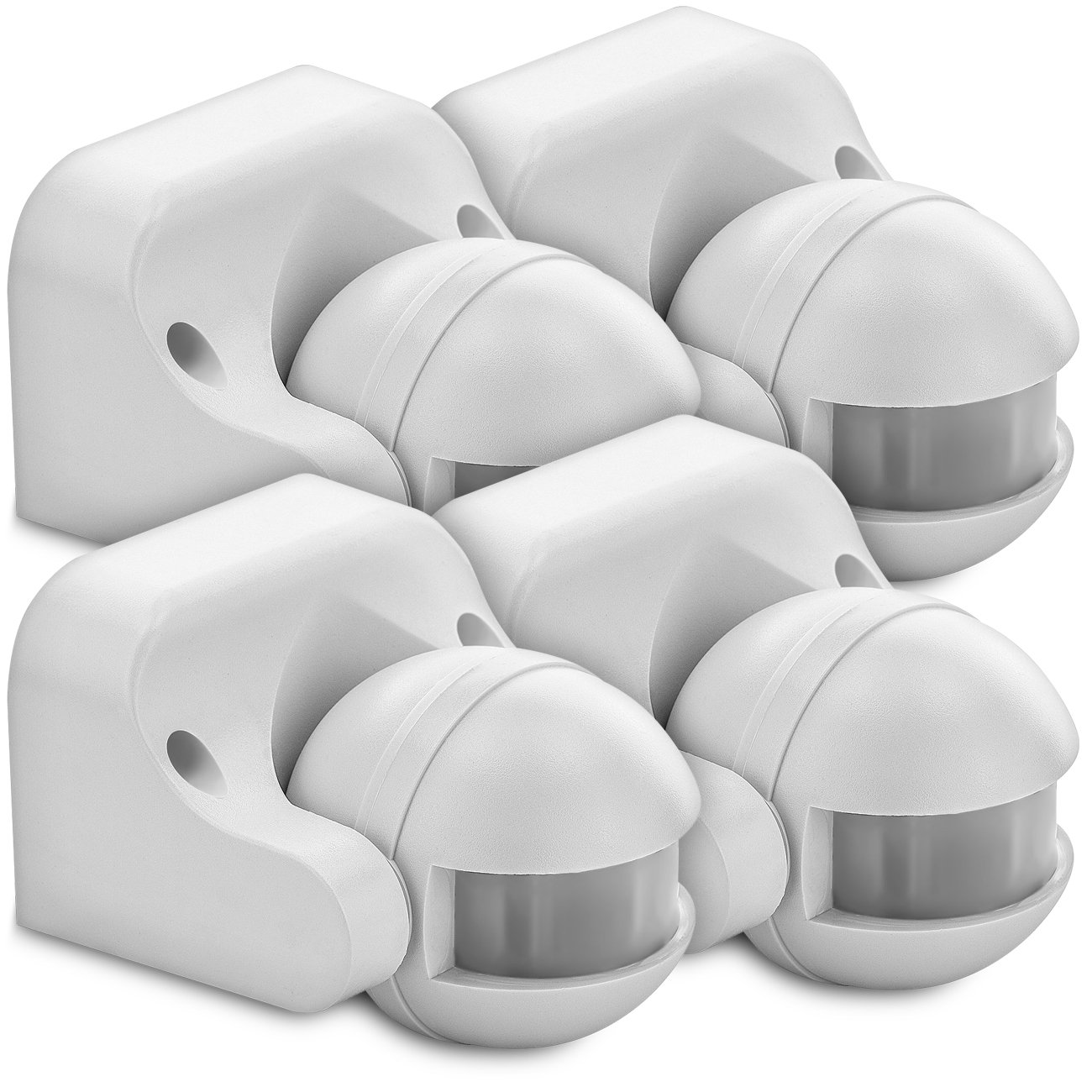 deleyCON 4x Infrared Motion Detector Surface Wall Mounting Inside Outside Splash-Proof Tiltable 180° Working Area 12m Range White