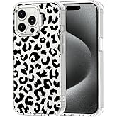 MOSNOVO Case for iPhone 15 Pro Max, [Buffertech 6.6ft Military-Grade Drop Protection] [Anti Peel Off Tech] Clear TPU Bumper Phone Case Cover Design - Black Leopard Print