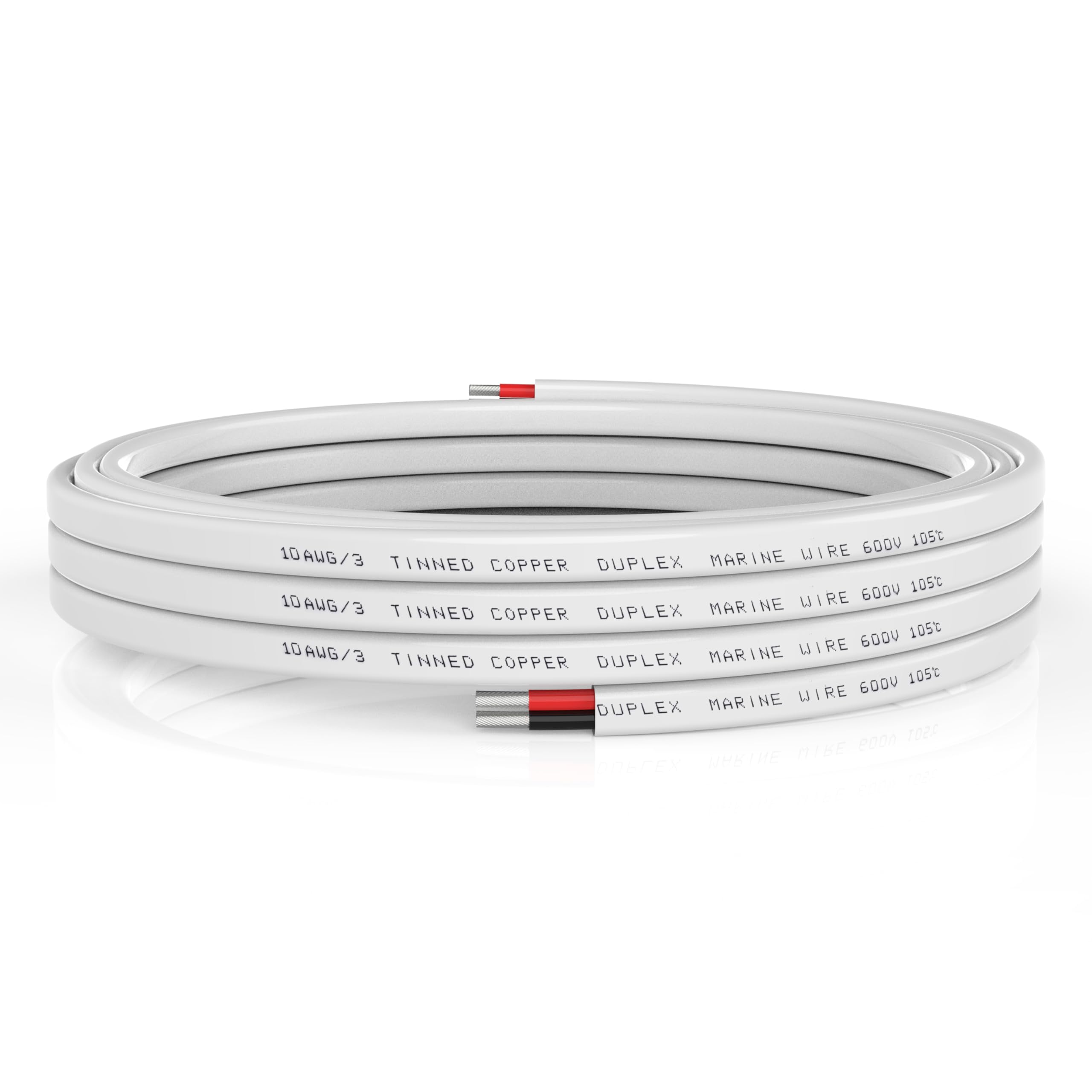 Photo 1 of 10 AWG 20FT Duplex Marine Wire 10 Gauge Tinned Copper Wire for Boat Marine RV Camper Trailer Solar Panel