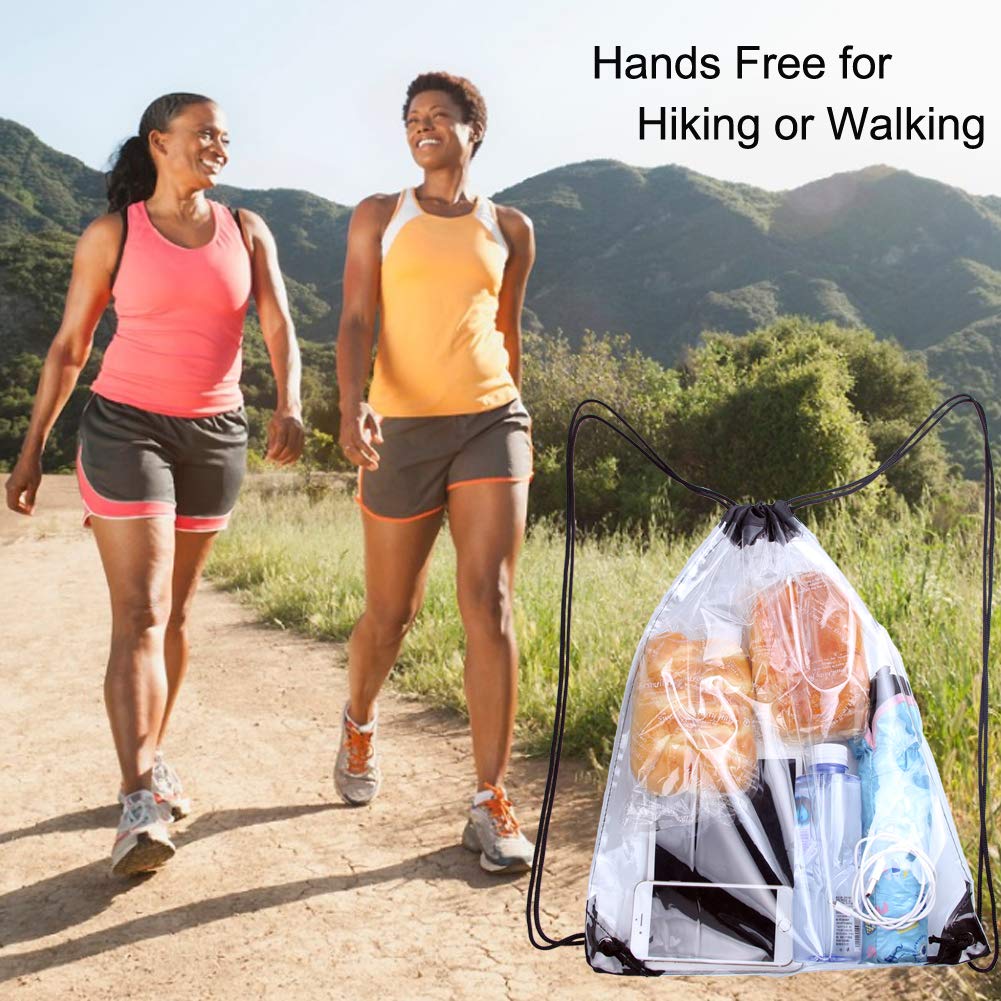 Clear Drawstring Bag Cinch String Pack Backpack Rucksack Shoulder Sack