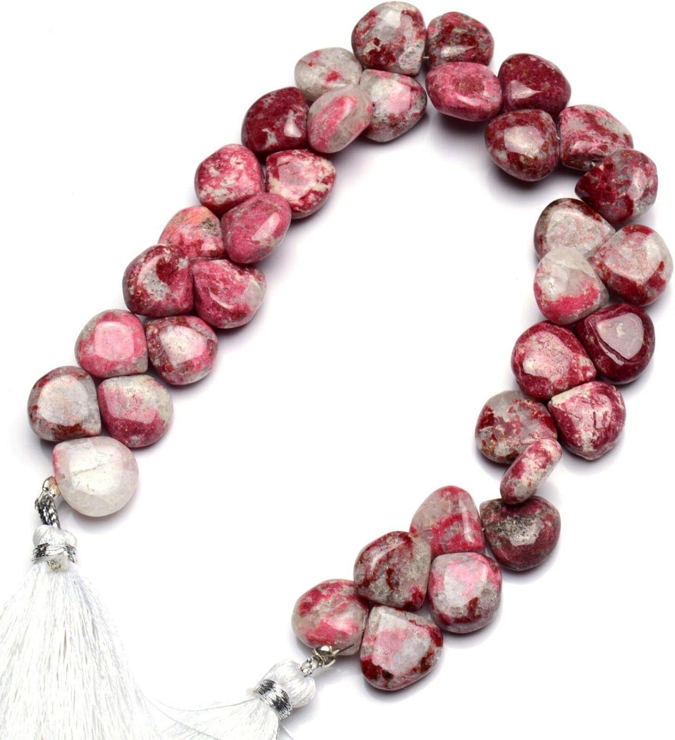 Natural 11mm Thulite Heart Shape Smooth Cut Spacer briolette Beads. 12