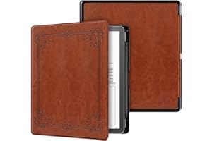 Fintie Slim Case for Kindle Scribe - [Built-in Pen Holder] Lightweight PU Leather Folio Cover with Auto Sleep Wake for 10.2" Kindle Scribe (2024/2022 Release), Vintage Brown