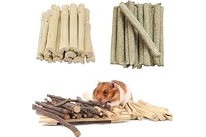 IMVNIKA Rabbit Treats Chew Sticks,Natural Apple Sticks Timothy Hay Sticks Sweet Bamboo Sticks, Hamster Cage Accessories for Chinchilla Gerbil Rat Degu,Guinea Pig Food Toys Supplies,5.6 oz
