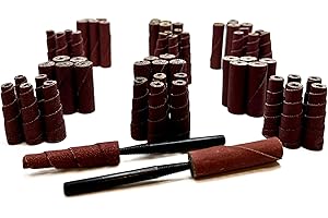 Pro-Graad 62 Piece Abrasive Sanding Cartridge Spiral Roll Sander Kit, Cone & Cylinder Set for Metal, Wood, Stainless, Fiberglass, Welds, Engine & Head Porting – Die Grinder & Rotary Tool Accessories