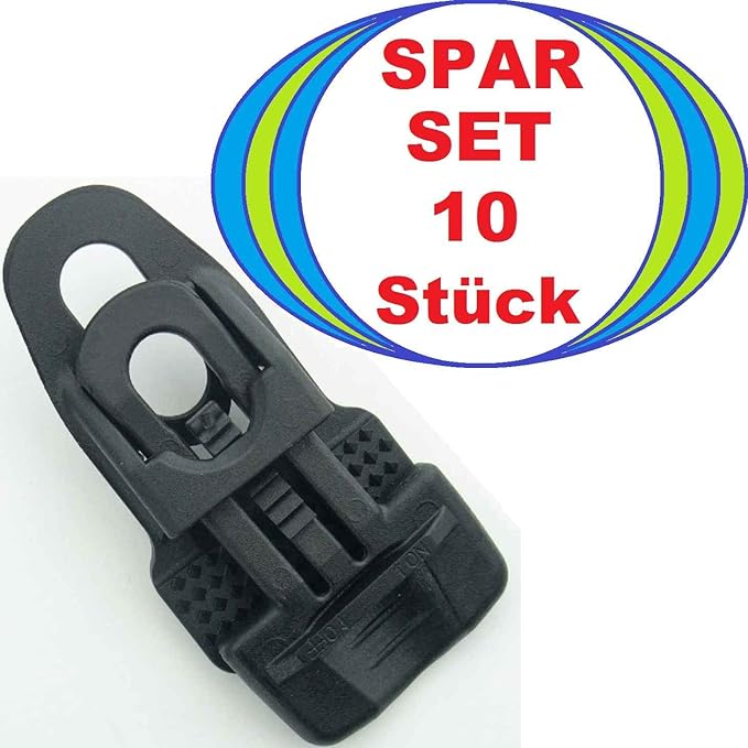 10 Stück Holdon Clips MIDI schwarz, Banner-Planen-Spanner-Clip, Planen-Öse Universal-Easy-Clip-Klipp