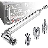 FM Radio Antenna, Ancable Indoor FM Telescopic Antenna 75 Ohm F-Type Male Plug Connector with Adapter for Tabletop Radio HiFi