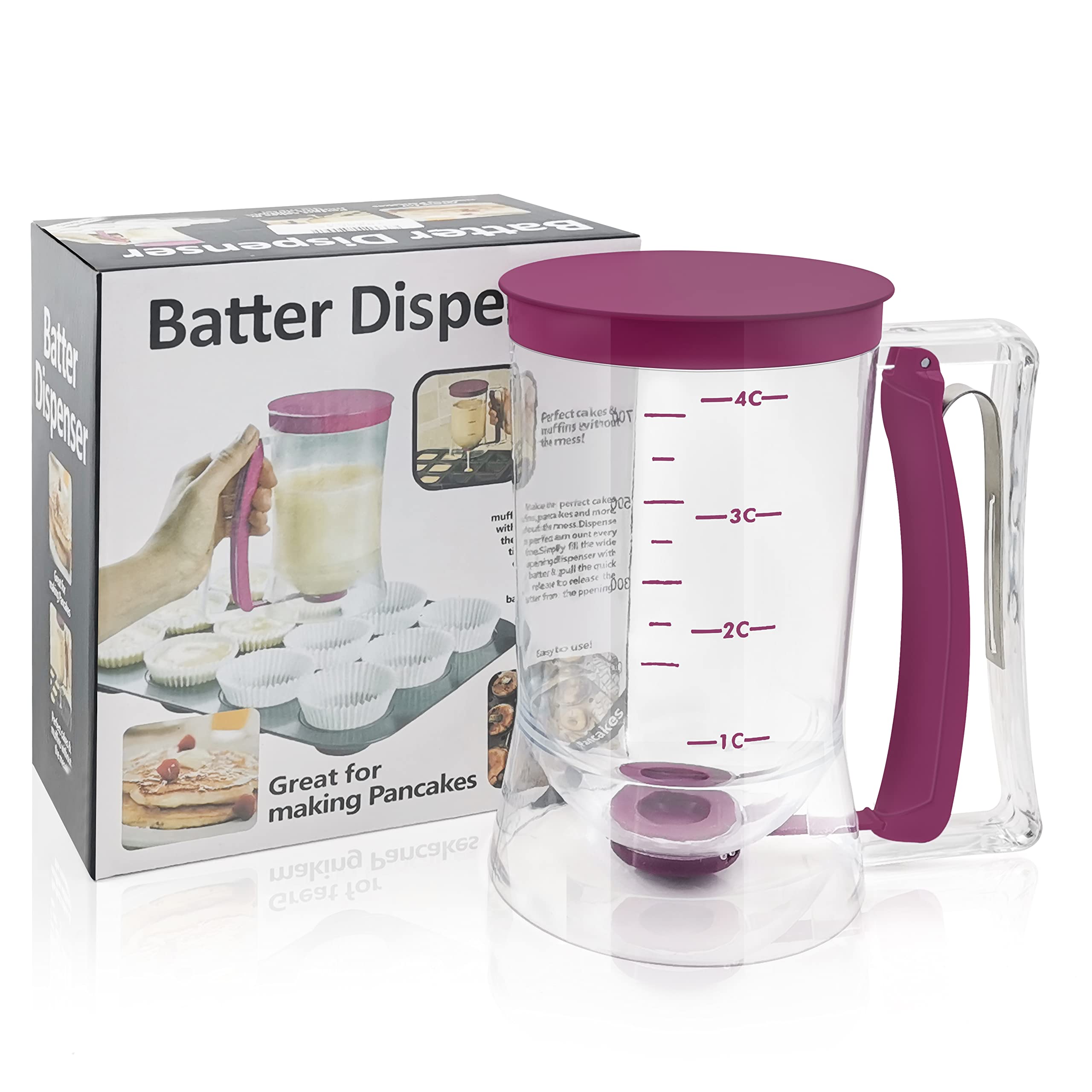 Photo 1 of Kndatle Pancake Cupcake Batter Dispenser, Batter Separator Bakeware Maker with Measuring Label, Perfect Baking Tool for Cupcakes, Waffles, Muffin Mix, or Any Baked Goods
