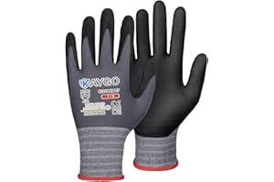 KAYGO Safety Work Gloves MicroFoam Nitrile Coated-3 Pairs, KG18NB,Seamless Knit Nylon Glove with Black Micro-Foam Nitrile Grip,Ideal for General Purpose,Automotive,Home Improvement,Small, Grey