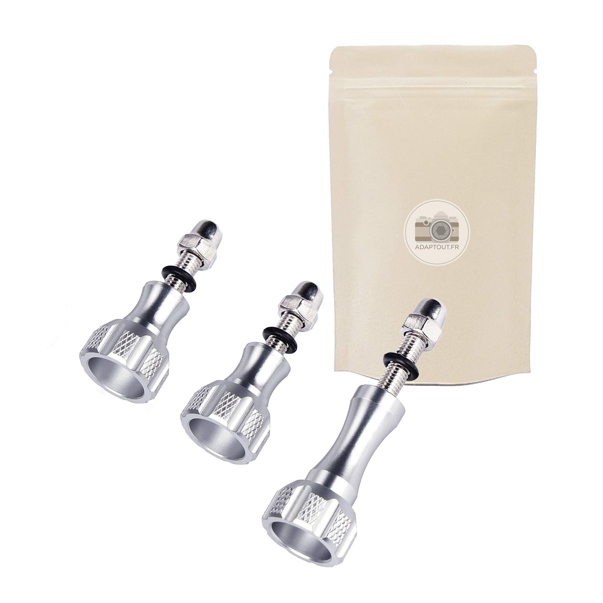 Adaptout 1x Set of 3 Gopro Grey Aluminium Screws 2 Short 1 Long with Nut