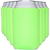 TahoeBay Blank Beer Can Cooler Sleeves (8-Pack) Bulk Sublimation Blanks for Vinyl Plain Soft Foam Can Sleeves Coolers for Soda Cans & Bottles Black, White, Solid Color (Neon Green, Regular 12oz)