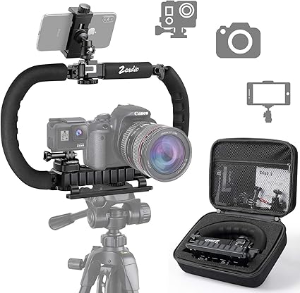 Amazon Zeadioスタビライザー カメラ スマートフォン Gopro用 折りたたみハンドルグリップハンドヘルドビデオリグステディカム すべてのgopro カメラ カムコーダー デジタル一眼レフ 携帯電話 Iphone Huawei Samsungなどに適用 ビデオカメラサポート 通販
