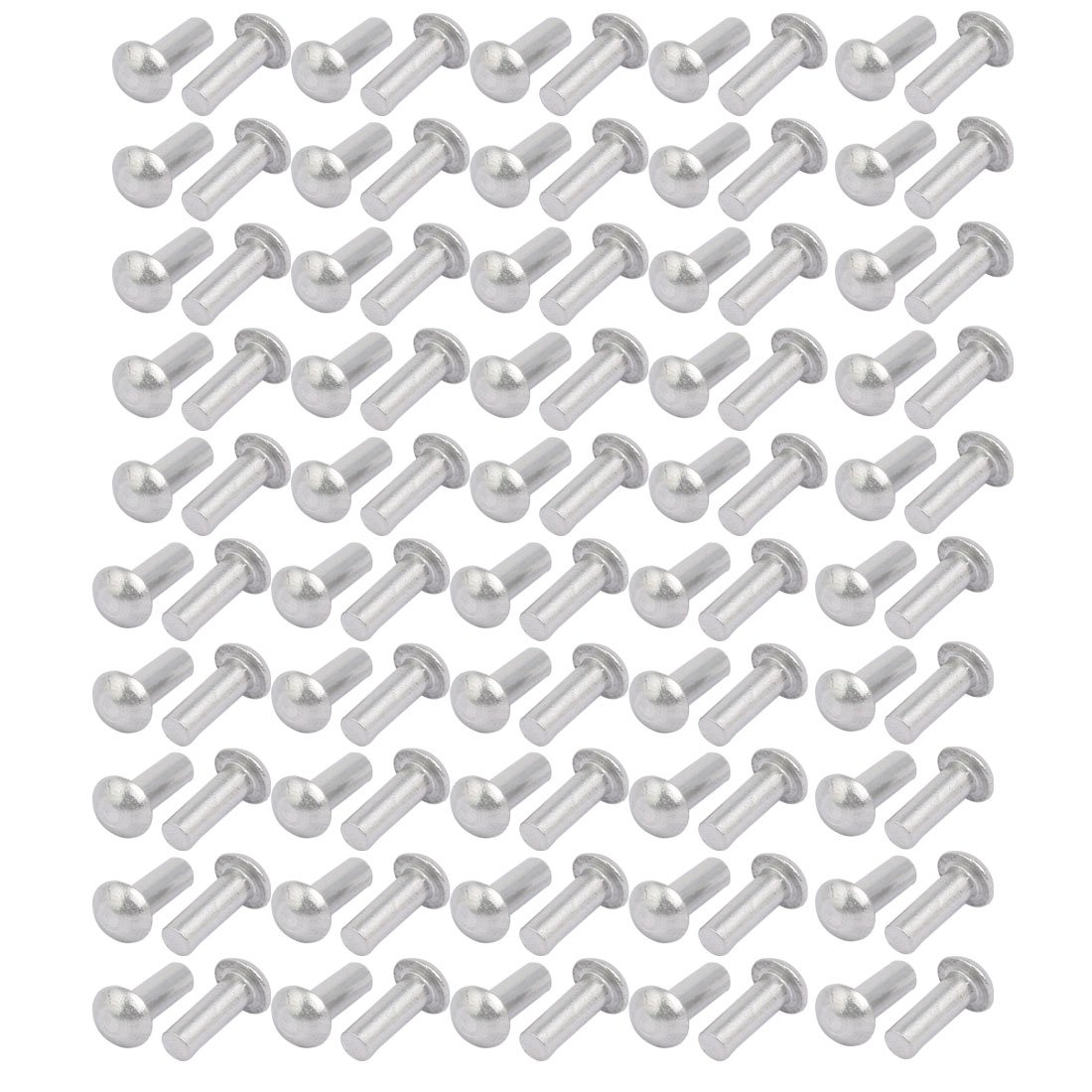Sourcingmap 100pcs M3 x 8mm Aluminum Half Round Head Solid Rivet Fastener Silver Tone