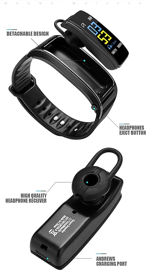 XZYP Y3 Fitness Tracker HR, AudíFonos Bluetooth Desmontables ...