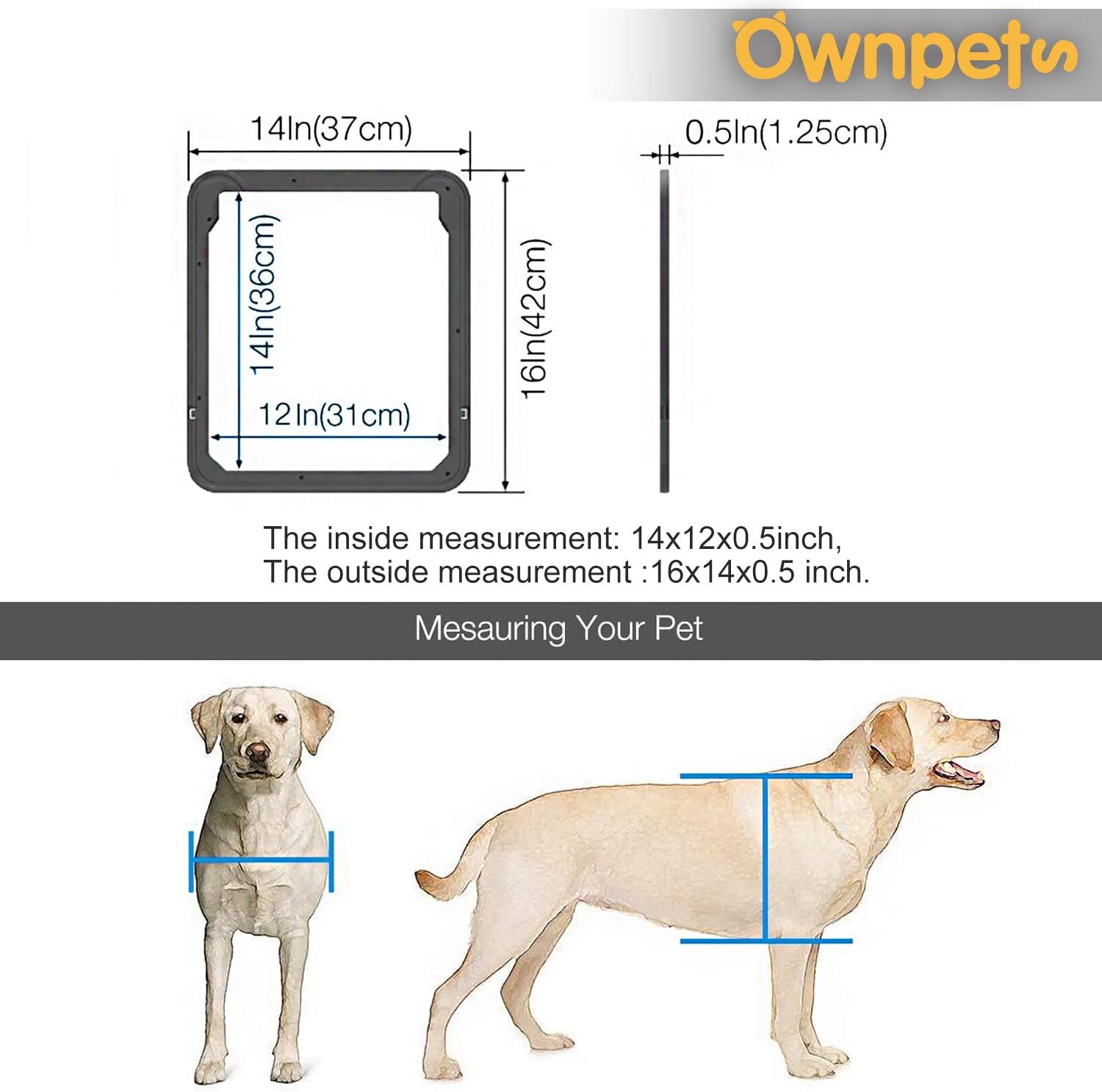 Ownpets Screen Dog Door, Inside Door 12x14x0.4 inch, Lockable Pet Screen Door with Magnetic Self Closing Function, Screen Door for Dogs &Cats : Pet Supplies