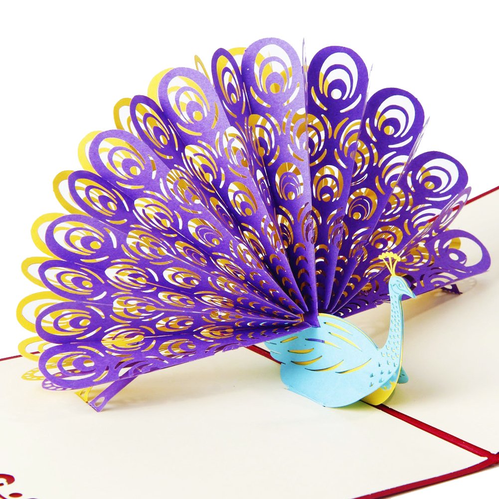 Osunp Paon 3d Pop Up Carte De Vœux Faite A La Main Carte Danniversaire De Mariage Carte Dinvitation Cartes Cadeau Pour Anniversaires Damitie Meilleur Souhait Bonne Chance De Saint Valentin Material Escolar Juguetes