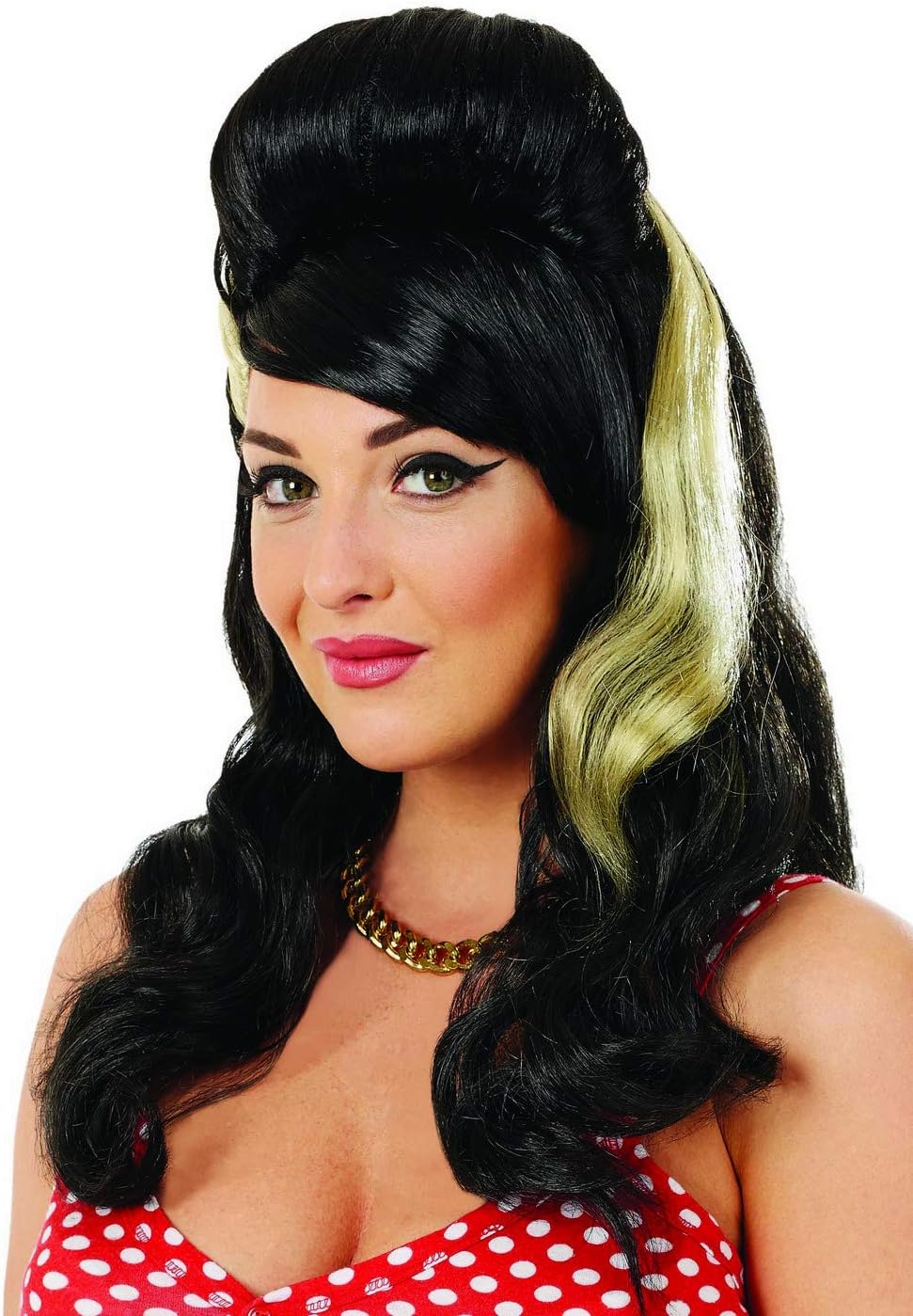Adults Black Beehive Wig Womens Celebrity Pop Music Singer Hair Costume Accessory One Size - Image 3