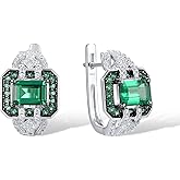 Santuzza 925 Sterling Silver Gemstone Cubic Zirconia Huggie Earrings for Women
