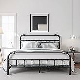 BOSRII Queen Size Bed Frame with Headboard and Footboard, 18 Inches High, 3500 Pounds Heavy Duty Metal Slats Support for Mattress, No Box Spring Needed, Noise-Free, Black