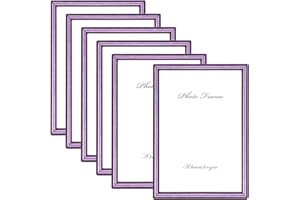 Fkvat 5x7 Picture Frame Set of 6, Matted Purple Simple Modern Thin Aluminum Metal Photo Frame Fits 5 x 7 without Mat Vertical and Horizontal for Tabletop and Wall Mounting