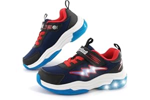SKYWHEEL Kids Sneakers for Boys Light Up Shoes with Switch Tennis Running Athletic Shoes Toddler Size 10 to Big Kids Size 5