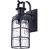 Canarm 1-Light Outdoor Lantern, 14-inch Black Wall Mounted with Textured Glass, Classic Outdoor Lighting Durable Wet-Rated fo