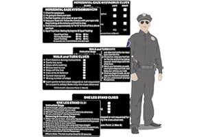 VELINPUN 3 PCS/Set of Metal NHTSA SFST/HGN Cards, Standardized Field Sobriety Test Instruction Card - Walk and Turn, HGN, One Leg Stand, Law Enforcement Accessories Police Gear Duty SFST Card, Trooper, DWI
