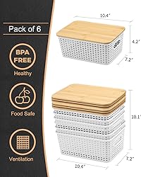 EOENVIVS Storage Bins with Lids 6 Packs, Plastic
