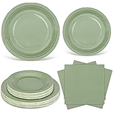 Ruisita 48 Pieces Sage Green Party Supplies Solid Sage Green Tableware Including 7 Inch and 9 Inch Paper Dinner Plates 2 Ply Napkins for Wedding, Birthday Party, Picnic, Barbecue (Serves 16)