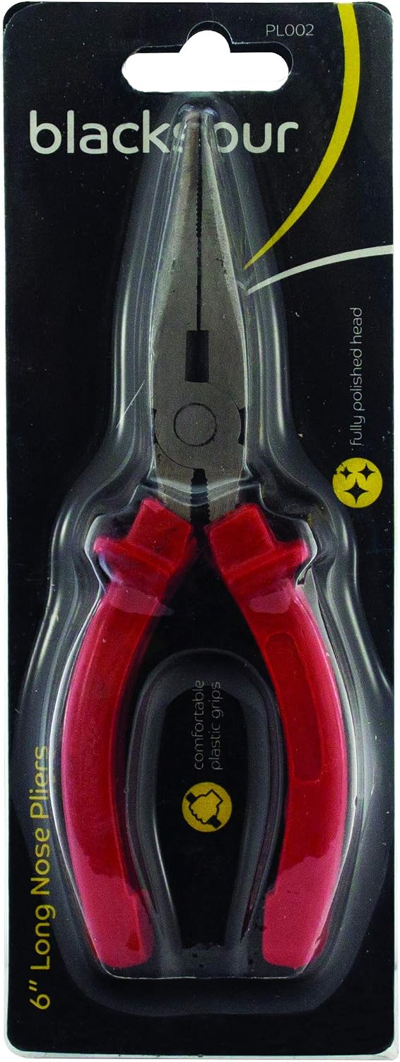 Blackspur BB-PL002 Long Nose Plier, Red, 6"