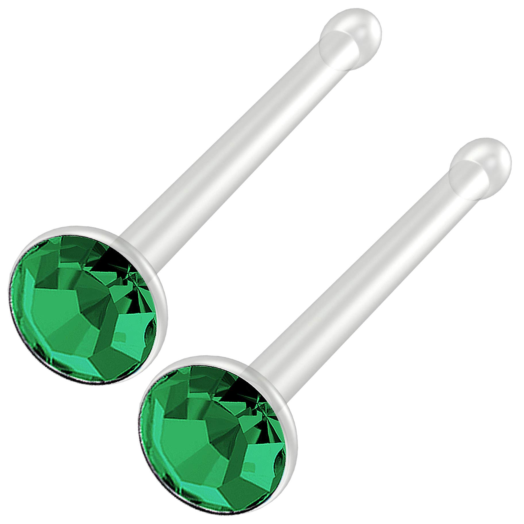 Bling Piercing 2pc 20g 0.8mm Bioflex Nose Bar Bone Bioplast CZ Aqua 1mm Micro Flat Flexible Bendable Straight Nostril Bar