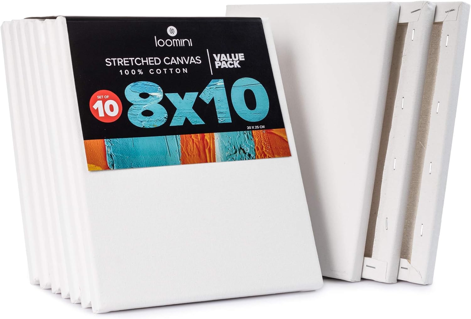 Canvas Boards for Painting | 8x10 / 10 Pack - 5/8 Inch Profile 100% Cotton Pre Primed Stretched Canvas, Art Supplies for Acrylic Paint, Oil Painting