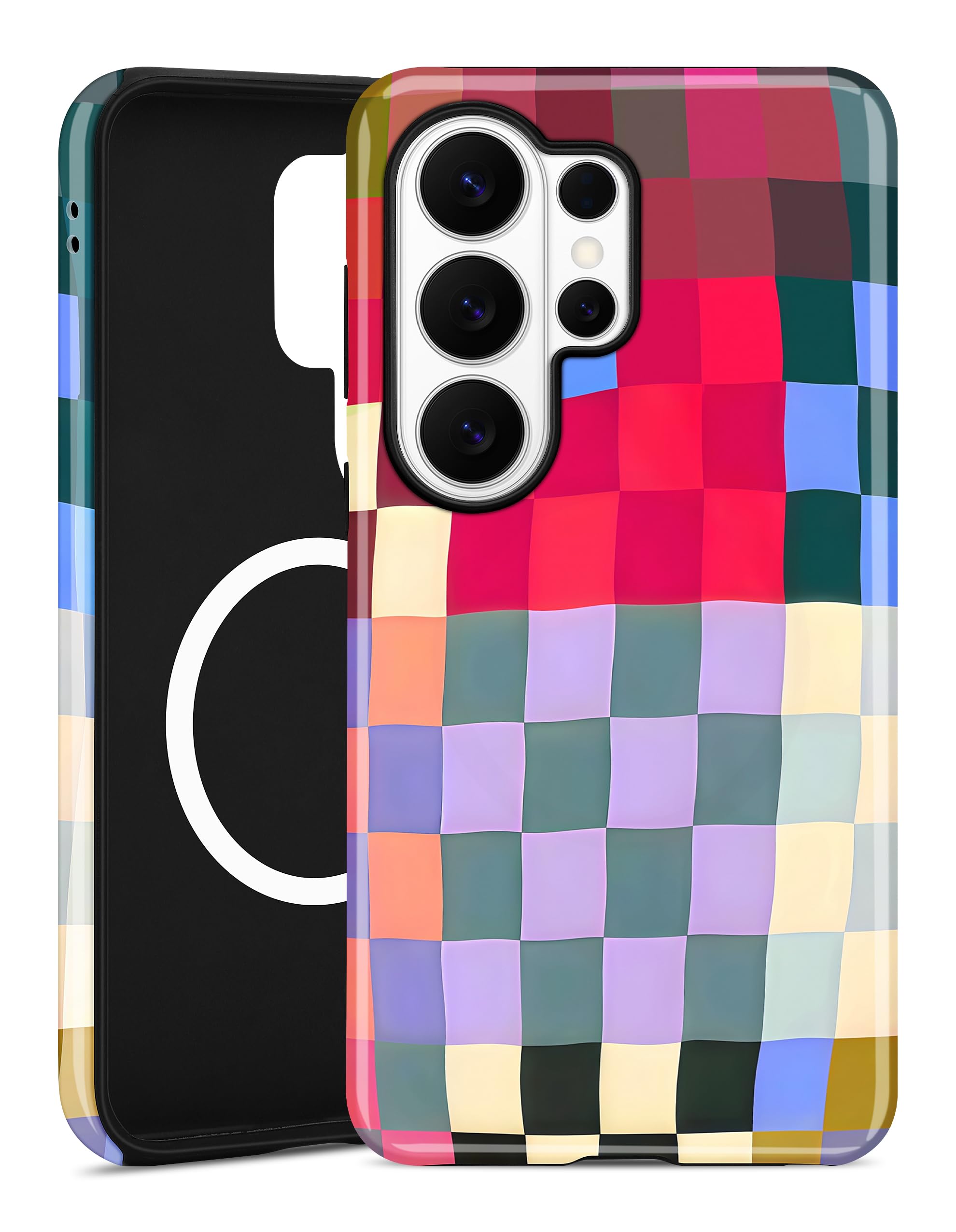 Photo 1 of Aitipy Compatible with MagSafe Checkered Phone Case for Samsung Galaxy S26 Ultra, Cute Aesthetic Checkerboard Magnetic Soft TPU and Hard PC Protective Phone Cover for Women Girls - Colorful