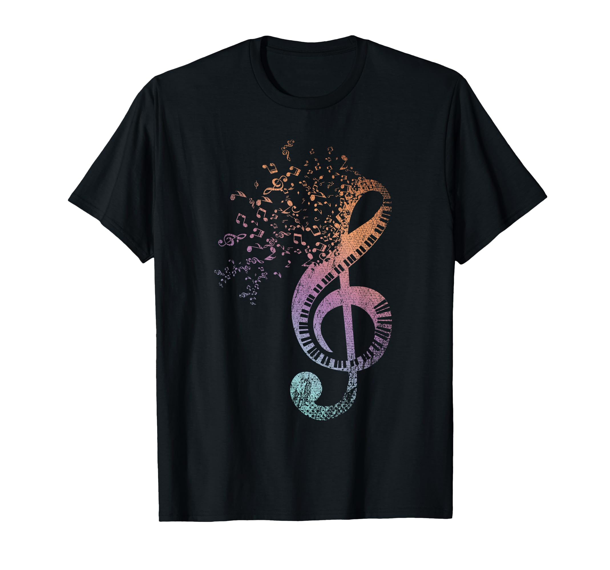 Treble Clef Piano Keyboard Musician Pianist Colorful Piano T-Shirt