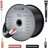Elecan Pro Series 14/2 Outdoor Speaker Wire Cable 250 Ft 14 Gauge AWG with Tool Kits-Direct Burial in Wall CL3 CL2 Rated-PVC Jacket&amp;Film&amp;Cotton for Home Theater,Car Audio Speaker,Stereos-Black