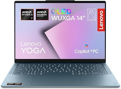 Yoga Slim 7 Gen 11 – Ordenador Portátil IA 14'' OLED (AMD Ryzen AI 7 445, 32GB RAM, 1TB SSD, USB-C, Windows11 Home, Copilot+ PC) QWERTY Español, Tidal Teal
